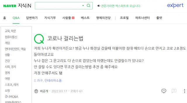 네이버 지식인 글 캡처