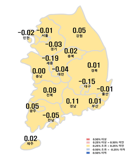 재건축 기대감 속 강남·서초 아파트값 상승…전국 하락폭도 감소