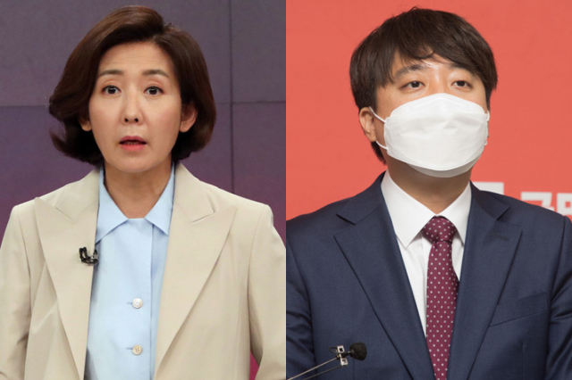 (왼쪽)나경원 전 국민의힘 의원과 이준석 대표. 연합뉴스