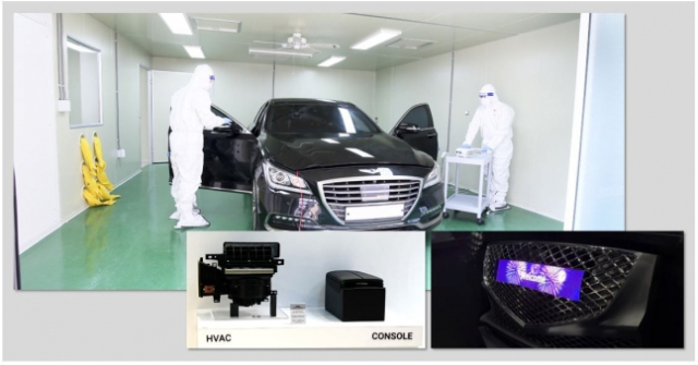 자동차 살균을 위한 바이오레즈 기술(왼쪽부터)과 와이캅 기술이 적용된 마이크로 디스플레이. 사진 제공=서울반도체