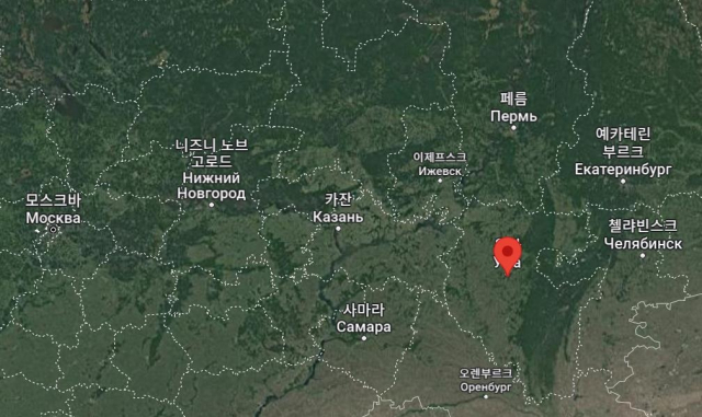 세르게이 쇼이구 러시아 국방장관이 보름간 지냈던 지역으로 추정되는 우파의 위치. 연합뉴스