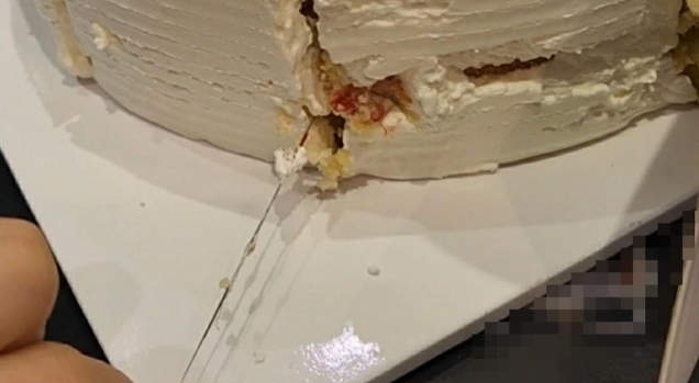 '생일 다 망쳐' 유명 케이크서 20cm 길이 '검은 이물질'