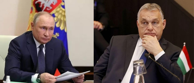 블라디미르 푸틴 러시아 대통령(왼쪽)과 오르반 빅토르 헝가리 총리(오른쪽). 리아노보스티 연합뉴스, 타스 연합뉴스