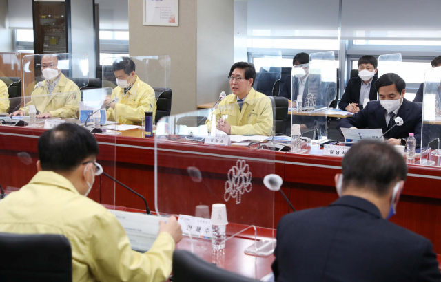 양승조 충남도지사가 ‘수도권 공공기관 이전 대응 및 전략수립 연구용역 최종보고회’를 주재하고 있다. 사진제공=충남도