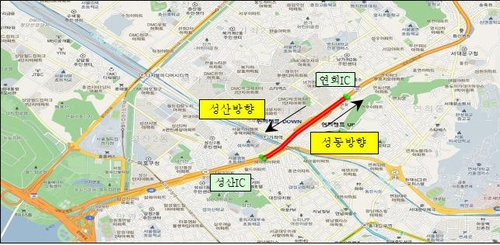 내부순환로 홍제천고가교 보수공사 구간. 사진 제공=서울시설공단