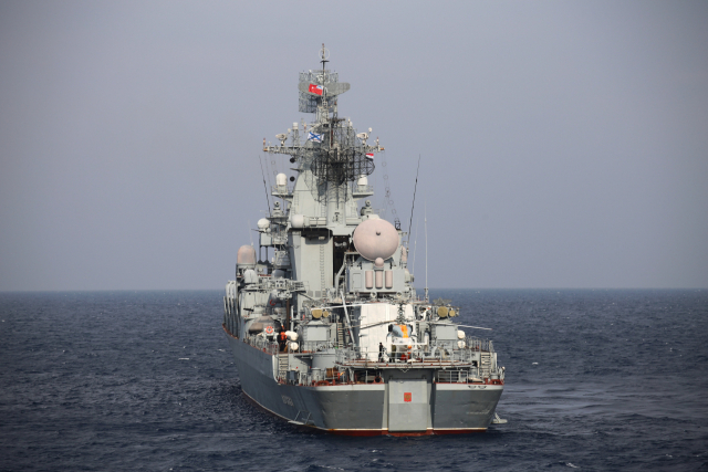 러시아 흑해함대의 기함인 순양함 ‘모스크바’. 신화연합뉴스
