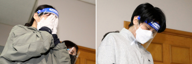 이은해(31·왼쪽)·조현수(30) 씨가 19일 오후 구속 전 피의자 심문(영장실질심사)을 받기 위해 인천시 미추홀구 인천지방법원으로 들어서고 있다. 인천=연합뉴스