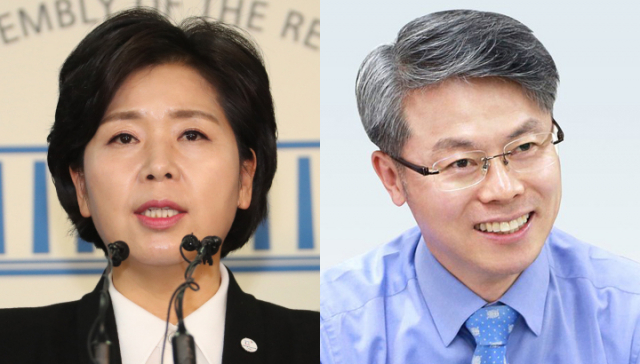 무소속 양향자(왼쪽) 의원과 민형배 의원. 연합뉴스