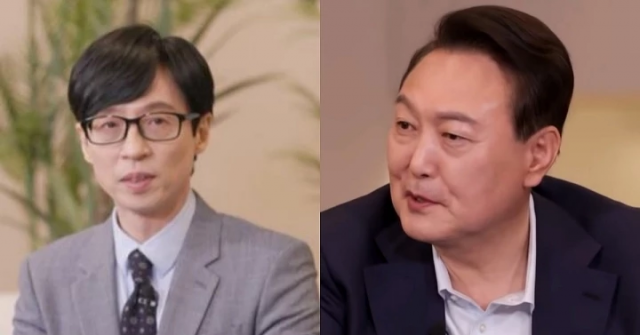 방송인 유재석과 윤석열 대통령 당선인. tvN 방송화면 캡처