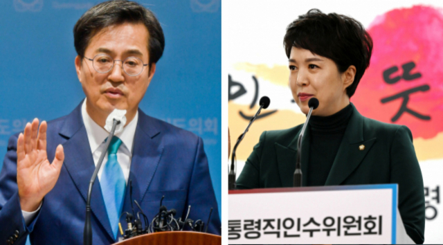 김동연 더불어민주당 경기지사 후보(왼쪽)와 김은혜 국민의힘 후보(오른쪽). 연합뉴스