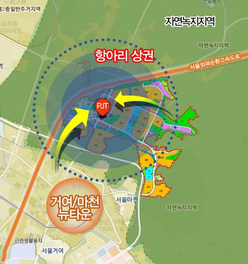 대표적인 신규 초역세권 항아리 상권 사례로 꼽히는 경기도 하남시 감일지구 3호선 감일역(예정) 사거리