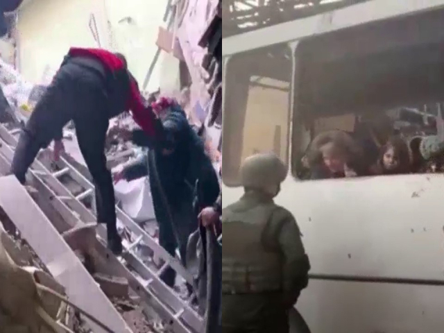 지난 1일(현지시간) 우크라이나 남부 마리우폴의 아조우스탈 제철소에서 민간인들이 러시아군의 폭격을 피해 지하벙커로 들어간 지 두 달만에 탈출하고 있는 모습. 트위터 캡처
