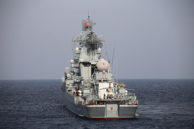 러시아 흑해함대의 기함인 순양함 ‘모스크바호’. 신화연합뉴스