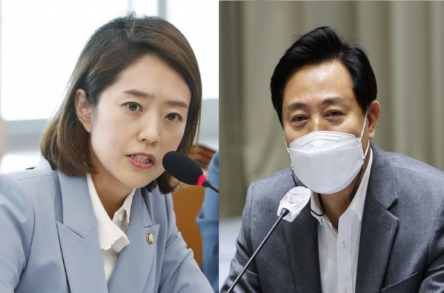 (왼쪽)고민정 더불어민주당 의원과 오세훈 서울시장. 페이스북, 연합뉴스 캡처