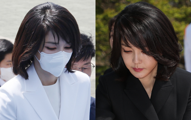 흰색 드레스에 큰 리본…공식석상 첫 김건희 여사 의상 '눈길'