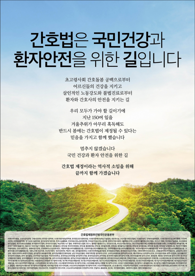 간호법제정추진범국민운동본부의 포스터. 사진 제공=대한간호협회