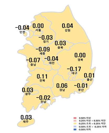 시도별 아파트 매매가격지수 변동률. 자료=한국부동산원