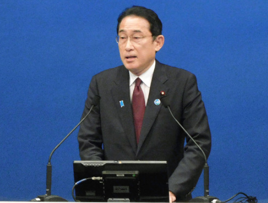 기시다 후미오 일본 총리가 4월 23일 일본 구마모토시에서 열린 '제4회 아시아태평양 물 정상회의'에 참석해 발언하고 있다.AFP연합뉴스