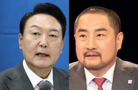 (왼쪽)윤석열 대통령과 강용석 경기지사 후보. 연합뉴스