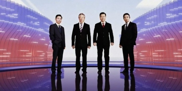 JTBC 대선 개표방송에서 비브스튜디오스가 버추얼 휴먼으로 구현한 전직 대통령 모습. 왼쪽부터 박정희, 김영삼, 김대중, 노무현 전 대통령