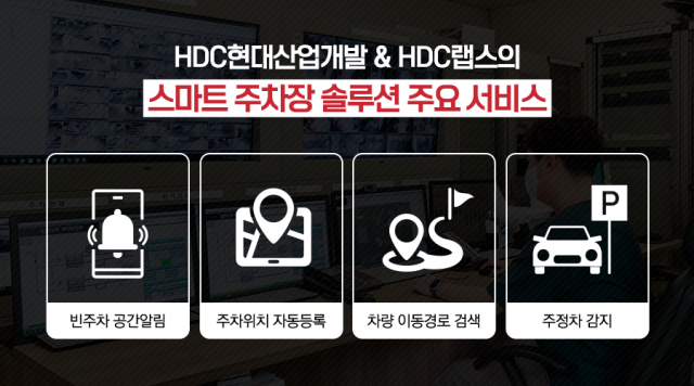 HDC현대산업개발과 HDC랩스가 개발한 ‘스마트 주차장 솔루션’의 주요 서비스 HDC현산