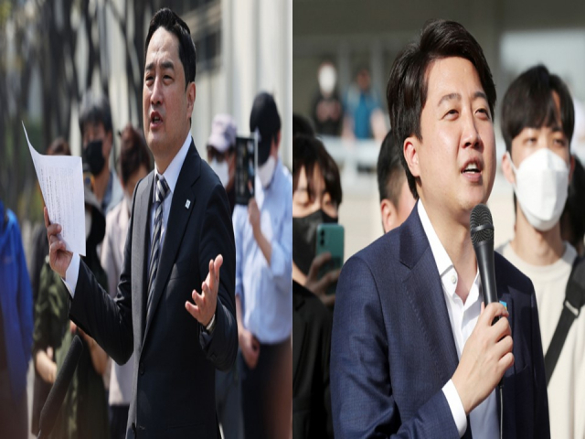 강용석(왼쪽) 경기지사 무소속 후보와 이준석 국민의힘 대표가 연일 신경전을 지속하고 있다. 연합뉴스