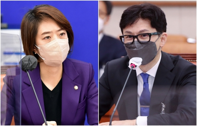 (왼쪽)고민정 더불어민주당 의원과 한동훈 법무부 장관. 연합뉴스