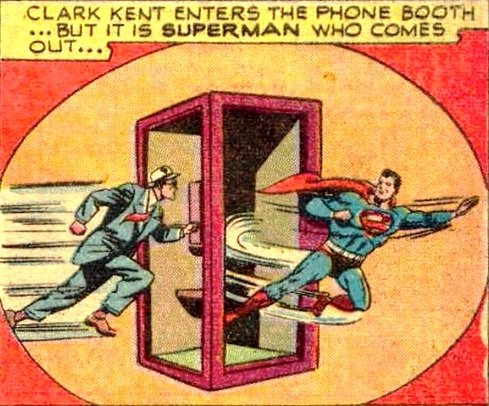 영화 슈퍼맨의 주인공 클라크 켄트가 사람들의 눈을 피해 변신할 때 구형 공중전화부스를 사용하는 모습. 트위터 캡처