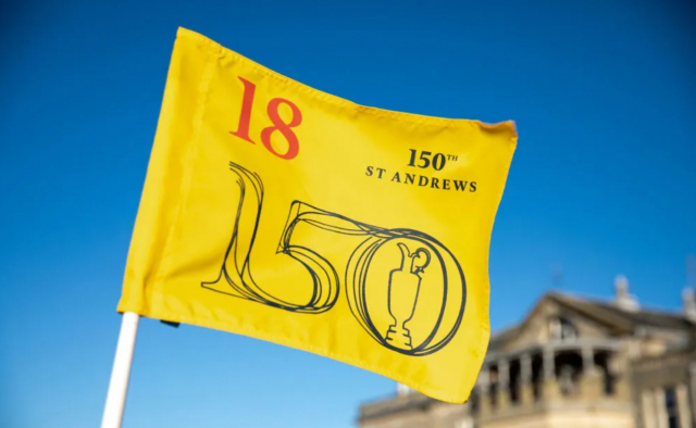 세인트 앤드루스 올드 코스 18번 홀 깃발. 올해 150회를 맞는 디 오픈을 기념해 숫자 '150'을 넣었다. 디 오픈은 전 세계 골프 대회 중 가장 오랜 역사를 자랑하지만 내셔널 타이틀 대회는 아니다. 사진 제공=R&A