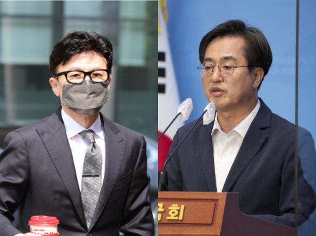 한동훈(왼쪽) 법무부 장관과 김동연 경기도지사 당선인 / 서율경제DB