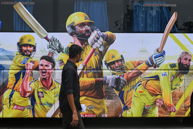 뭄바이에서 열린 인도 프리미어리그(IPL) 첸나이 슈퍼킹스 버스. 블룸버그