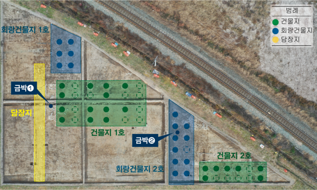 동궁과 월지 '나'지구 유구 배치와 금박 유물 출토 위치. /사진제공=문화재청 국립문화재연구소