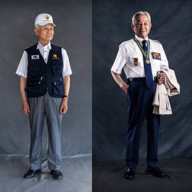 기존 단체복(왼쪽)과 새 단체복을 입은 장근식 6·25참전유공자회 부회장. 사진제공=국가보훈처