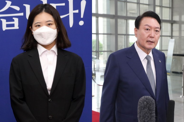 박지현(왼쪽) 더불어민주당 전 비상대책위원장과 윤석열(오른쪽) 대통령. 연합뉴스