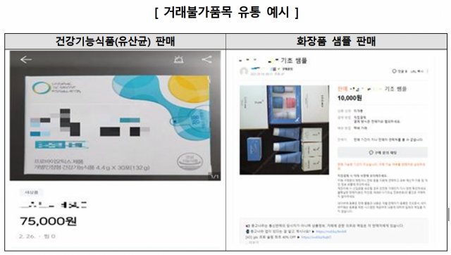 거래불가품목 유통 예시. 자료 제공=소비자원