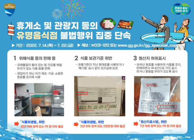 경기도 특사경, 휴게소·관광지 내 유명음식점 불법행위 단속