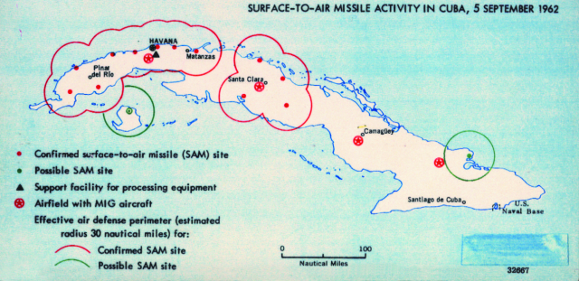 쿠바에 배치된 소련 미사일 기지 지도./사진제공=삼인