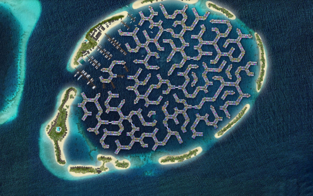 2027년 몰디브에 들어설 해상도시의 모습. 사람의 뇌와 비슷한 모습이다. 워터스튜디오 캠처