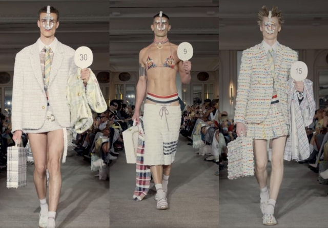 패션 브랜드 톰브라운(THOM BROWNE)이 지난달 26일(현지시간) 프랑스 파리 패션위크에서 2023년 봄·여름(SS) 컬렉션을 선보였다. 톰브라운 페이스북 캡처