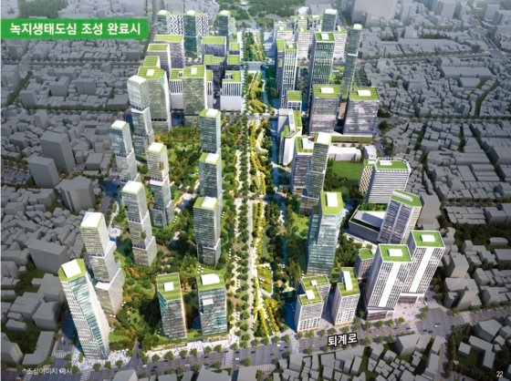 서울 종로 세운지구 녹지생태도심 조성 사업 예상도. 사진 제공=서울시