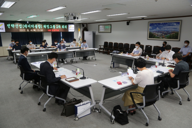 부산진해경제자유구역청이 부산대학교, 한국기계연구원, 중소조선연구원, 한국조선해양기자재연구원 등과 데이터융합 분야 신성장 산업 육성 방안을 논의하고 있다./사진제공=부산진해경제자유구역청