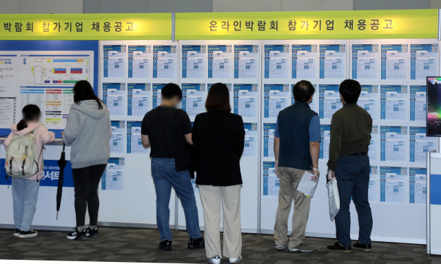 지난해 10월 경기도 고양시 킨텍스에서 열린 '청년드림 JOB콘서트'에 설치된 채용 공고판. 연합뉴스
