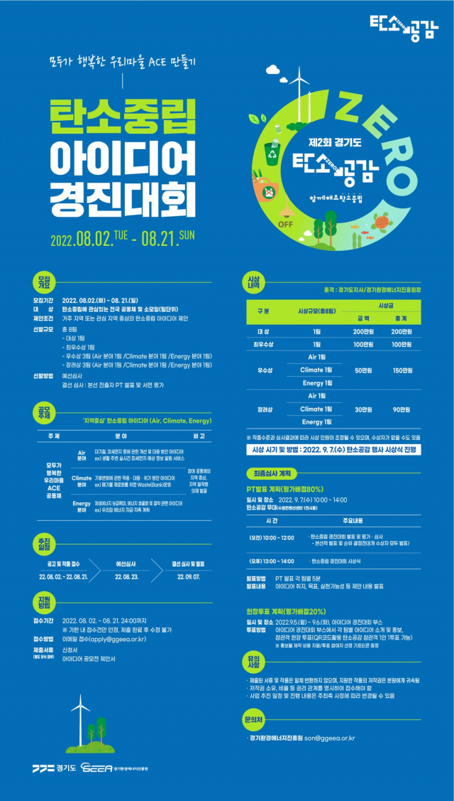 경기도, 탄소중립 아이디어 경진대회 참가자 모집
