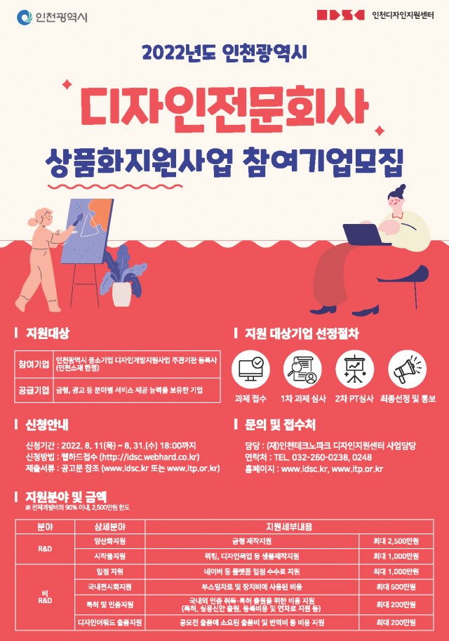 인천TP, 디자인 전문회사 상품화 지원사업 참여기업 모집