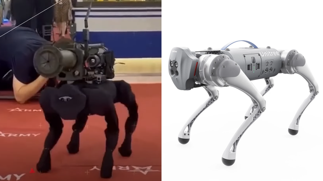 러시아 군수업체가 공개한 M-81(왼쪽)과 중국산 가정용 로봇 Go-1. The telegraph 유튜브·알리익스프레스 캡처