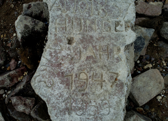 라인강이 흐르는 독일 프랑크푸르트 남쪽의 보름스에서 발견된 ‘기근석(hunger stone)’. 로이터연합뉴스