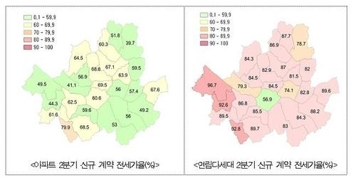 ‘서울시 전월세 정보몽땅’에서 확인할 수 있는 깡통전세 위험지역 지도./사진제공=서울시