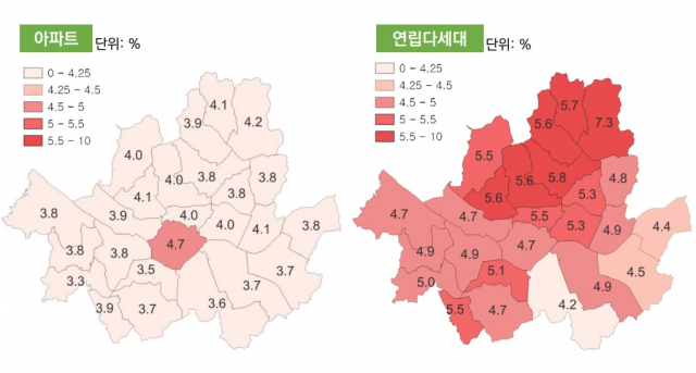 6월 서울 자치구별 전월세 전환율. /제공=서울시