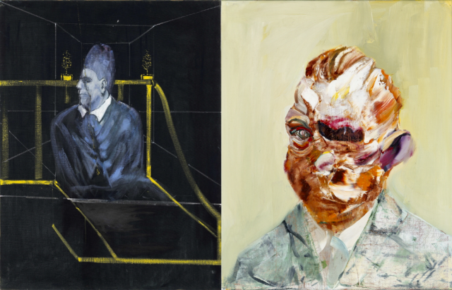 신세계 분더샵이 오는 3~5일 선보일 크리스티 국내 최초 비경매 전시에서 소개될 프랜시스 베이컨의 ‘초상화를 위한 습작 II(Study for Portrait II)’(왼쪽)과 아드리안 게니의 ‘눈꺼풀 없는 눈(Lidess Eye)’/사진 제공=신세계백화점