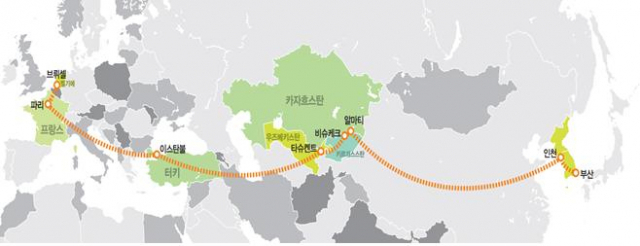 ‘2022 유라시아 시민 대장정’ 이동 경로. 사진 제공=부산시